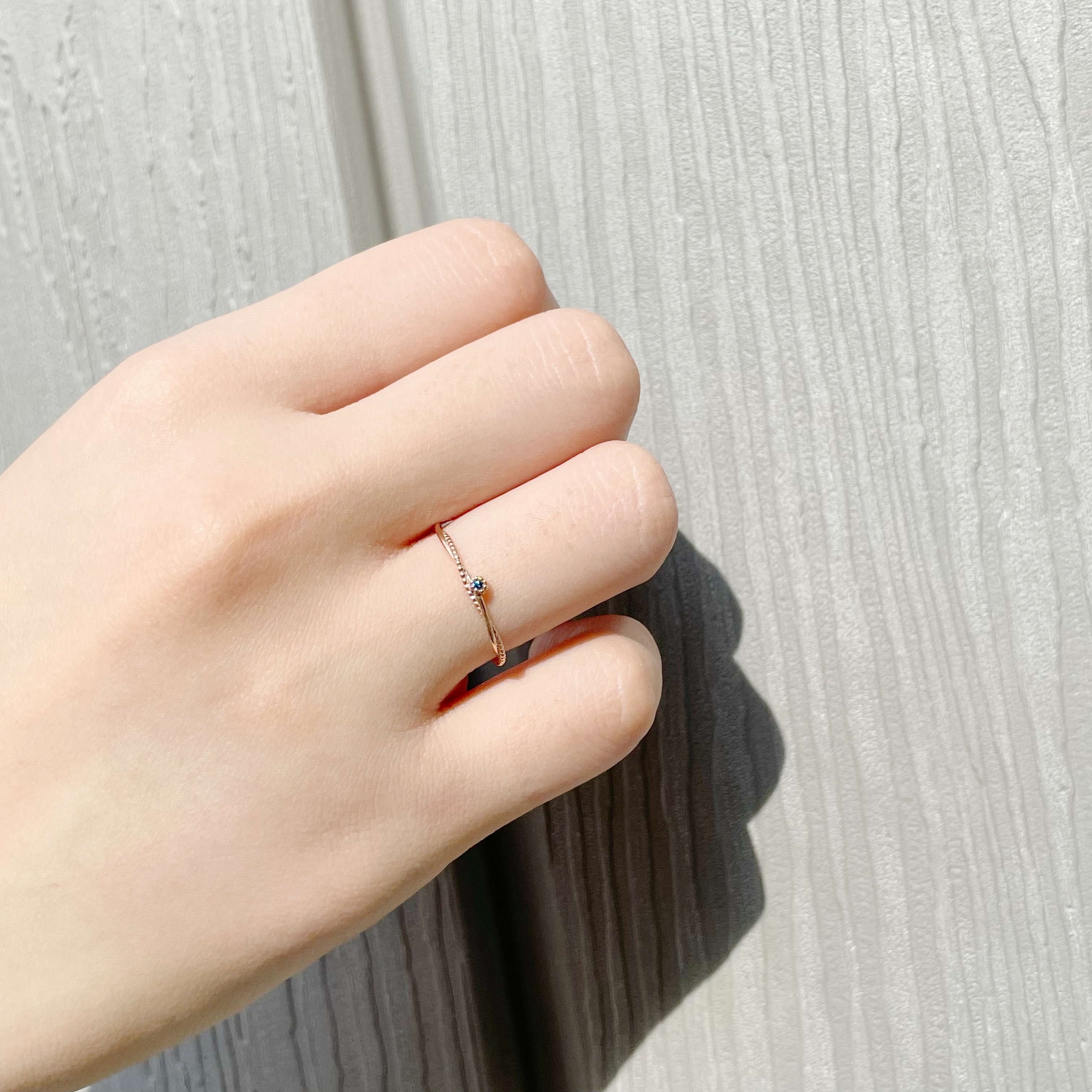 14K纏繞麻花單顆藍鑽戒指