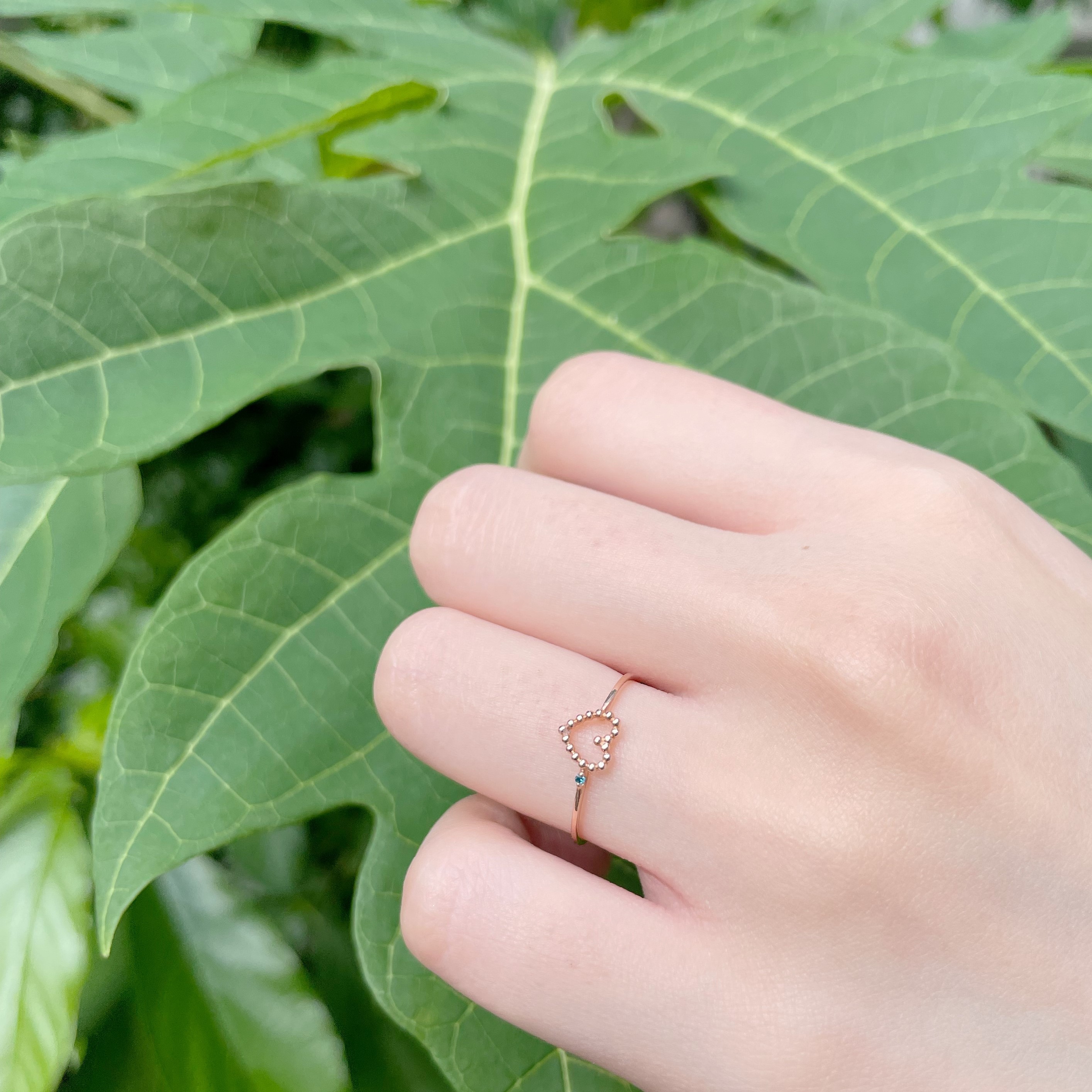 14K簍空愛心小藍鑽戒指