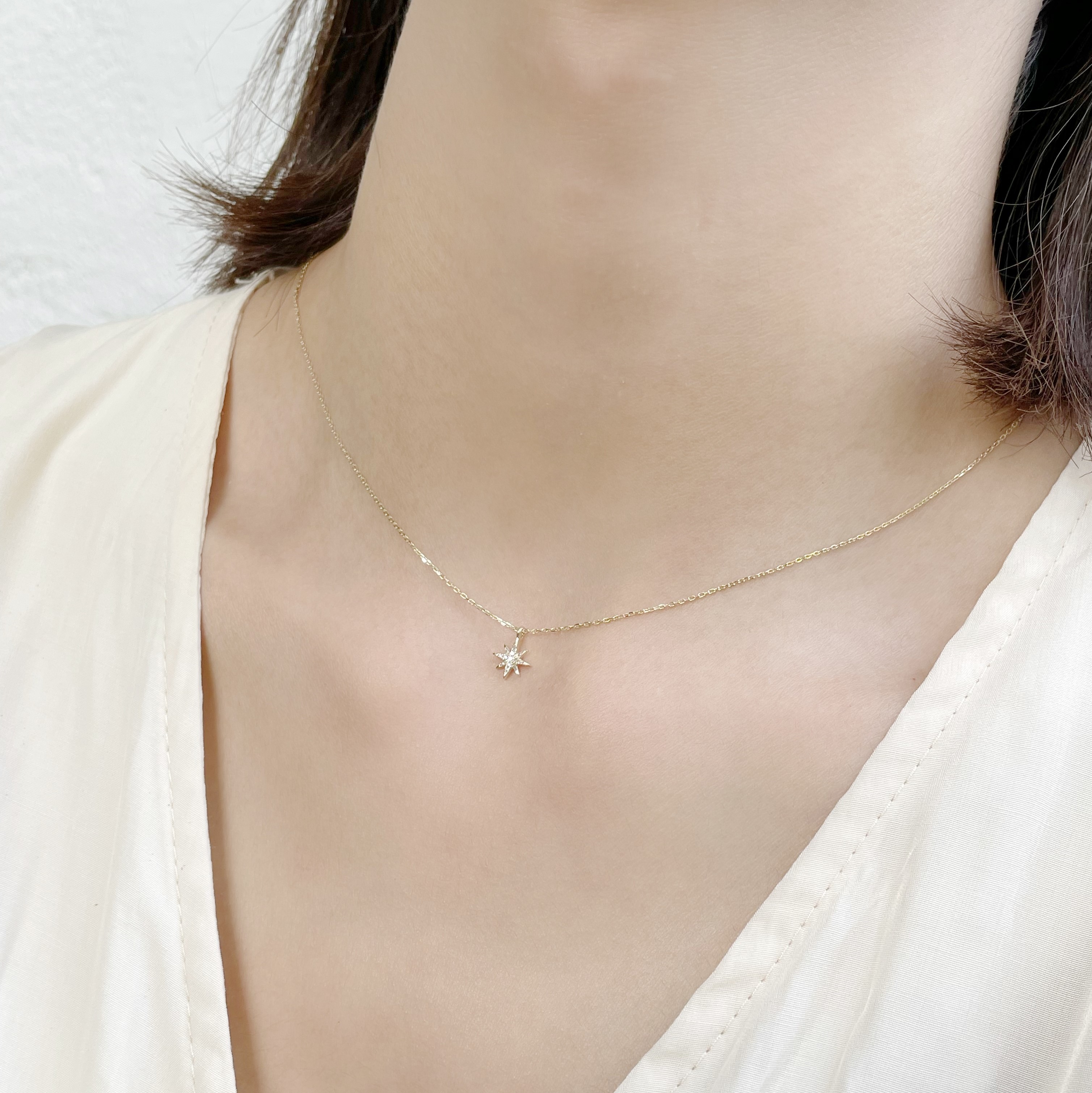 14K星芒真鑽鎖骨鏈