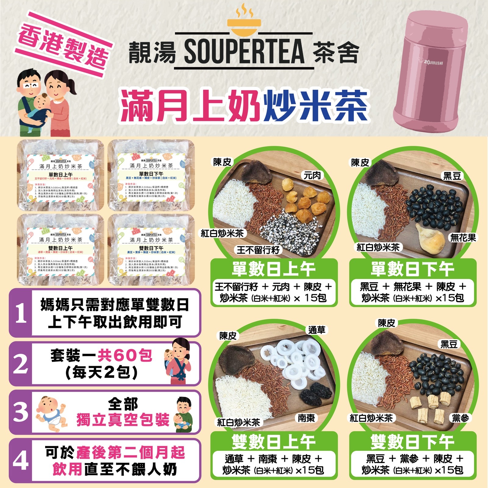 滿月上奶炒米茶套裝