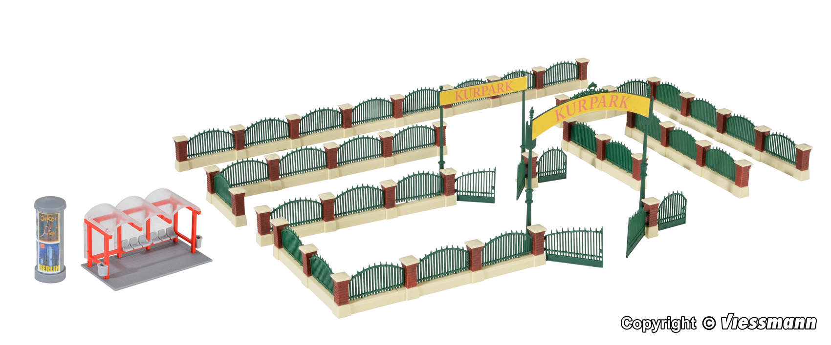 Kibri 38601 HO規 英式花園圍欄與公車候車亭