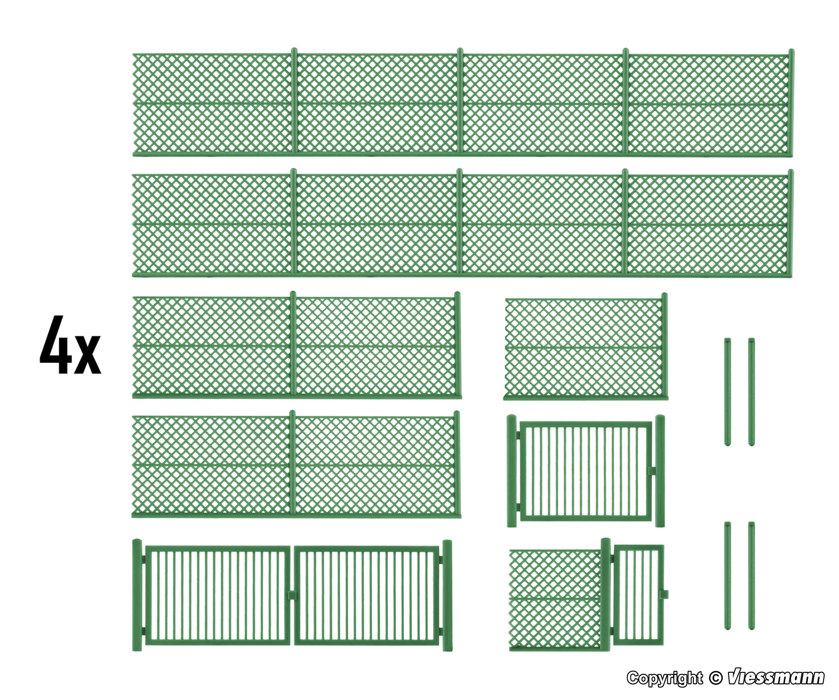 Kibri 38603 HO規 Mesh wire fence green 綠色網狀鐵絲網