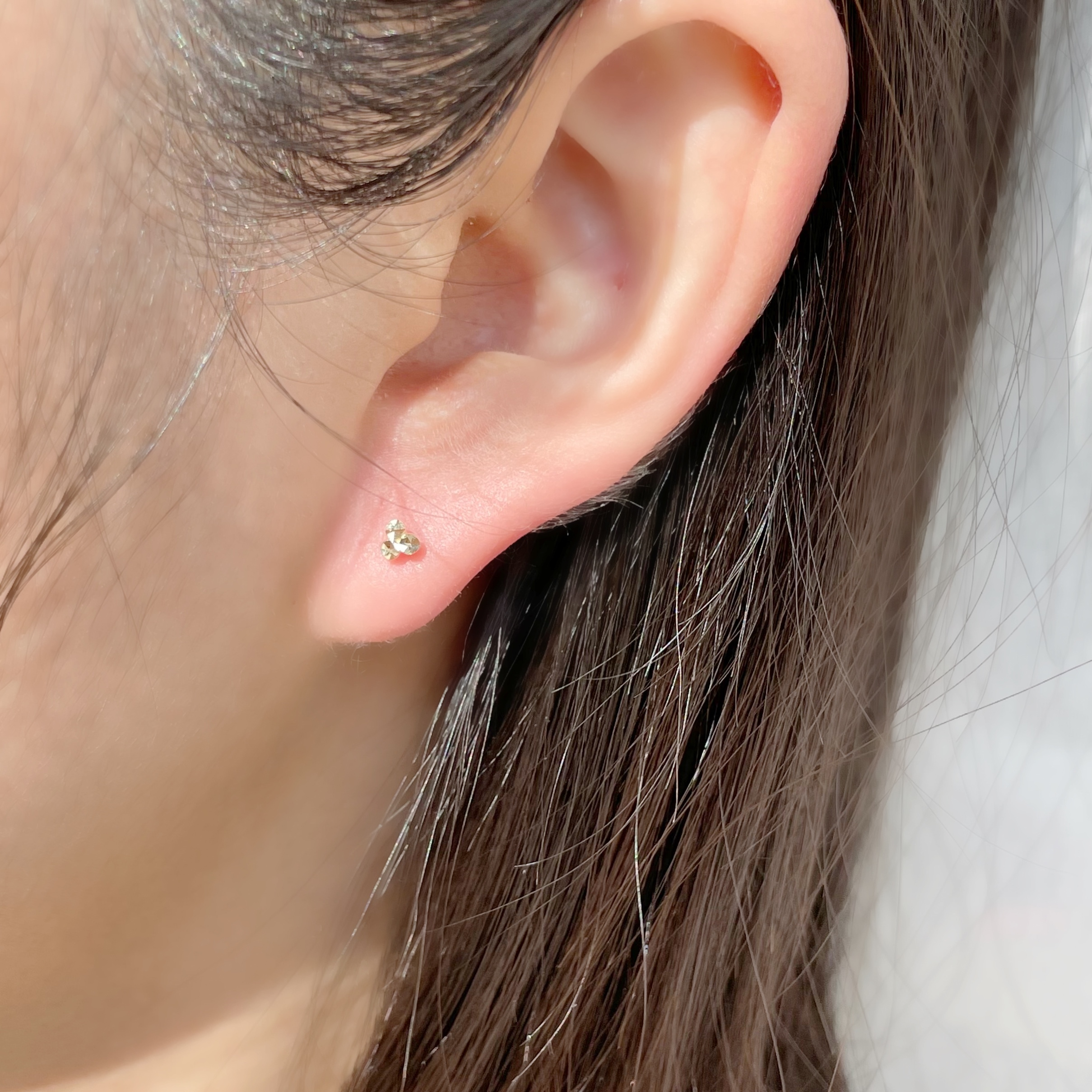 14K Triple Shine oblate轉珠耳環