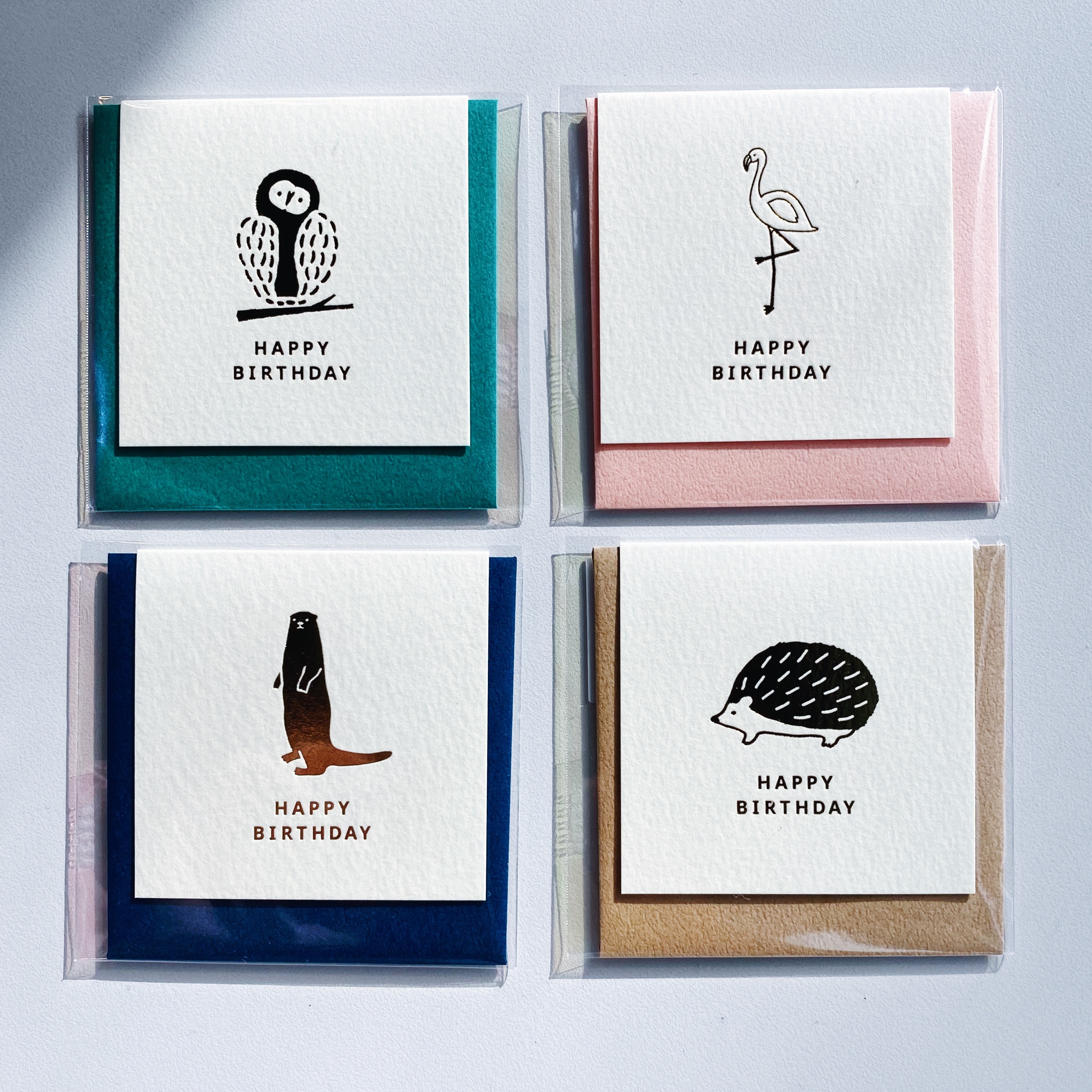 日本製 可愛動物 燙金生日卡片 萬用卡片