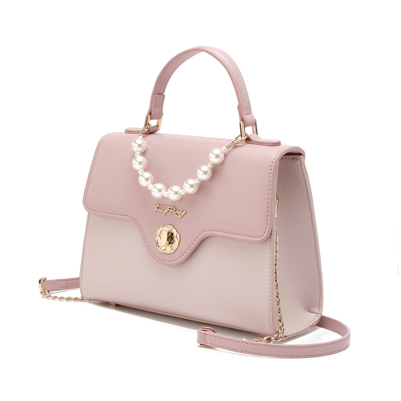 Rosy Romance Pearl Top Handle Shoulder Bag