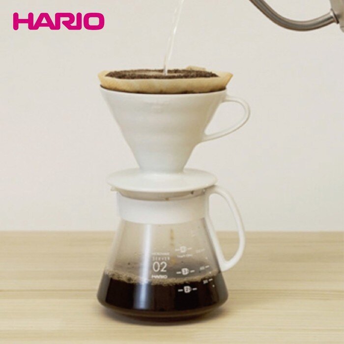 【新手手沖好禮組合】HARIO V60白色02濾杯咖啡壺組 ★贈$800精品咖啡豆一包★