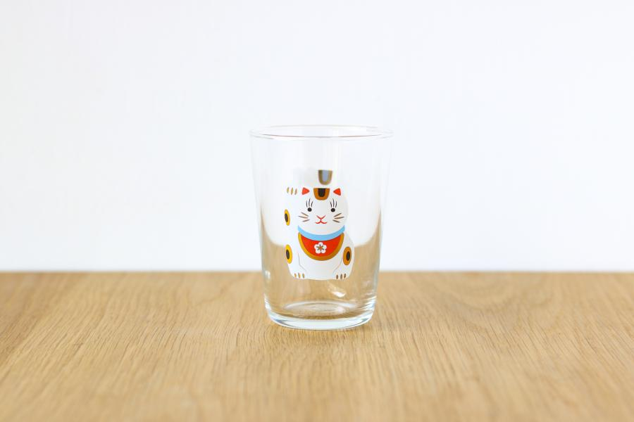 +t企劃x中川政七玻璃杯-招財貓／白