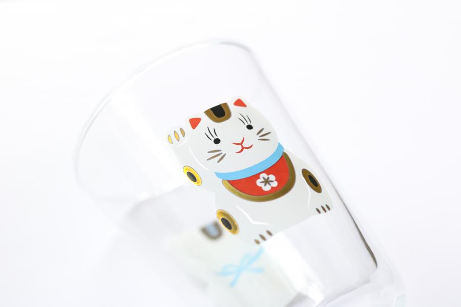 +t企劃x中川政七玻璃杯-招財貓／白