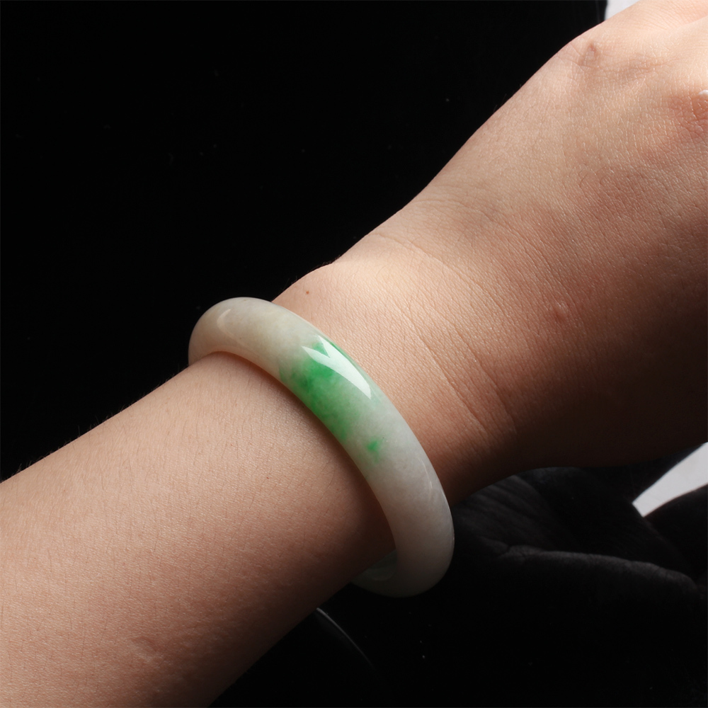 【雅紅珠寶】天然正陽綠冰糯種翡翠手鐲-#17-金玉滿堂-B0112