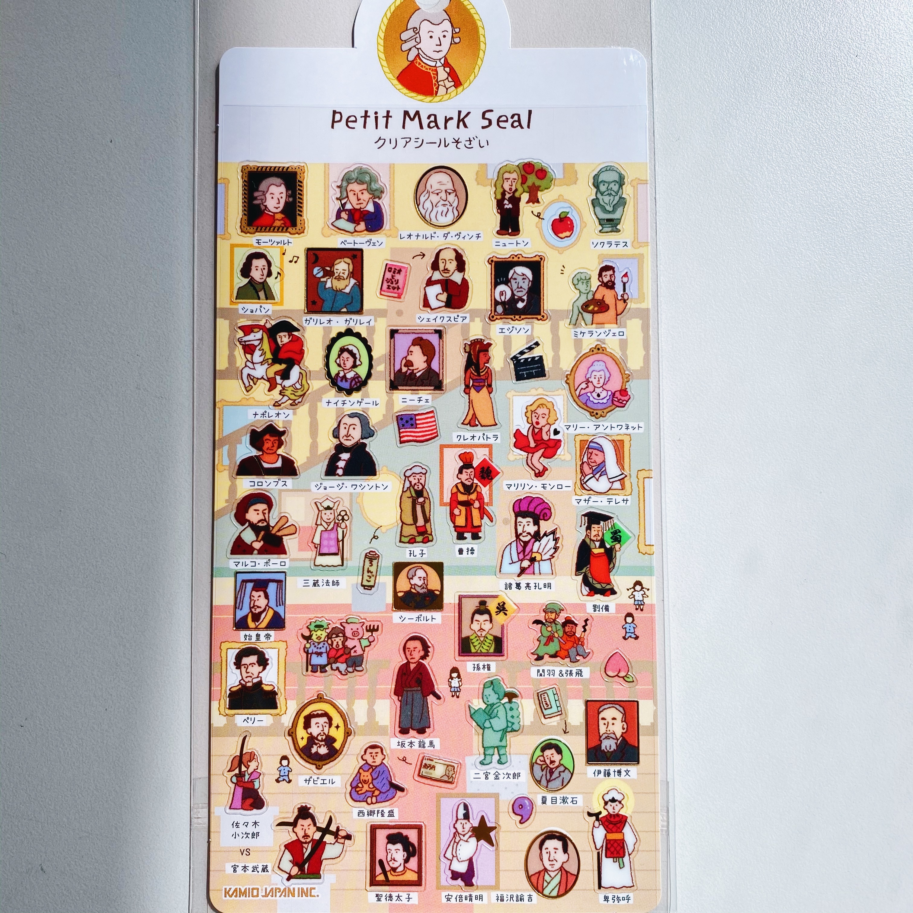 日本Kamio 世界名人 燙金透明手帳貼紙