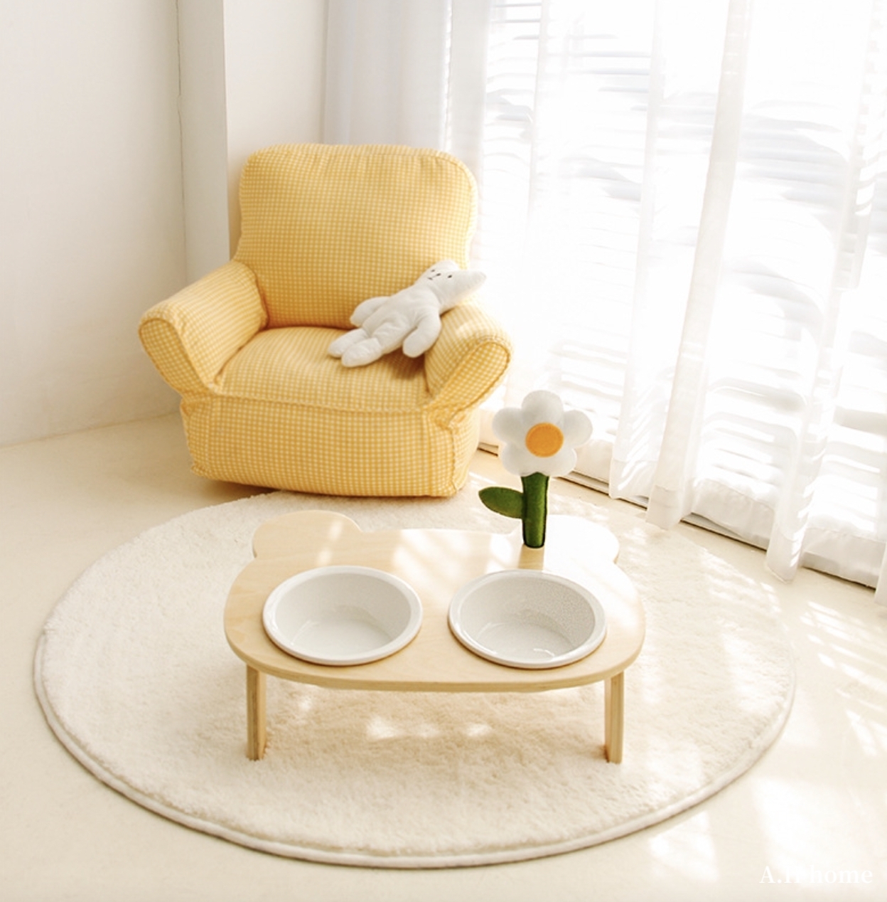 【ＡＨ405】高腳傾斜防打翻寵物小熊碗架