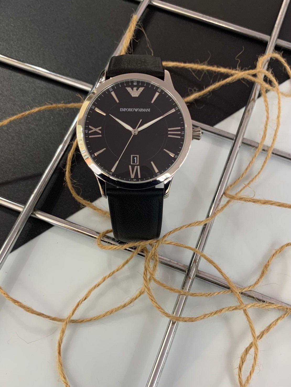 【EMPORIO ARMANI】紳士風格 銀X黑 AR11210 43mm 現代鐘錶