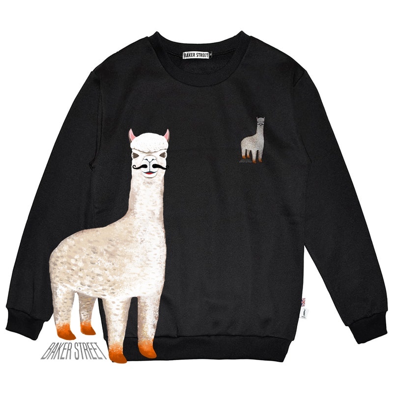 Mustache Alpaca 高磅數長袖圓T