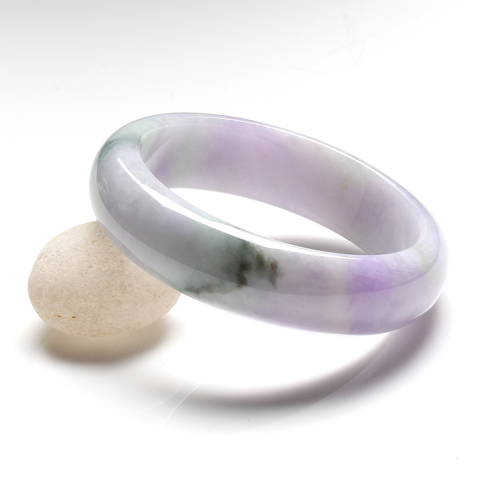 【雅紅珠寶】天然春帶彩翡翠手鐲-寬版-#19-詩情畫意-B0152