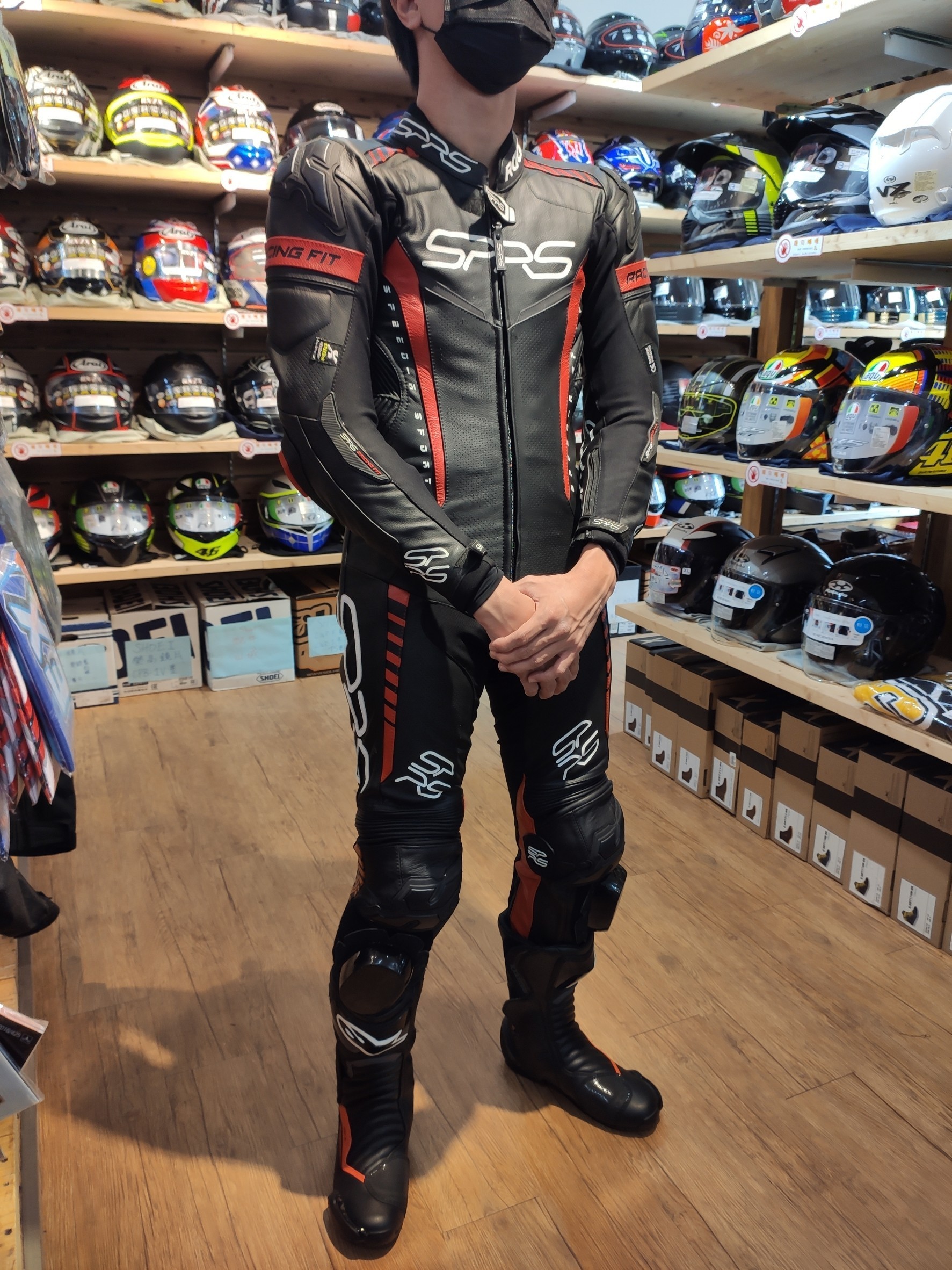 SPRS R1 黑紅 一件式皮衣