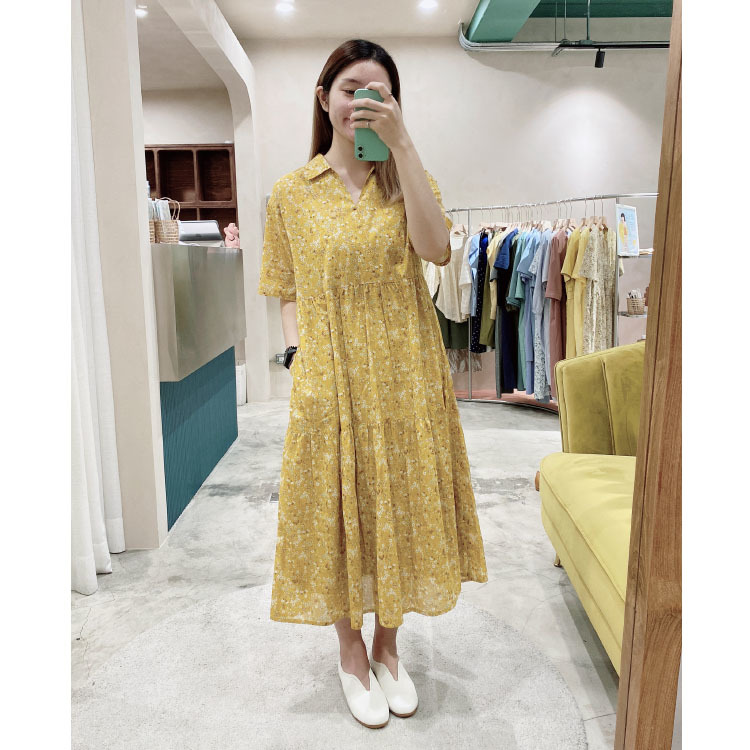 小春花遊領衫洋裝-吉花