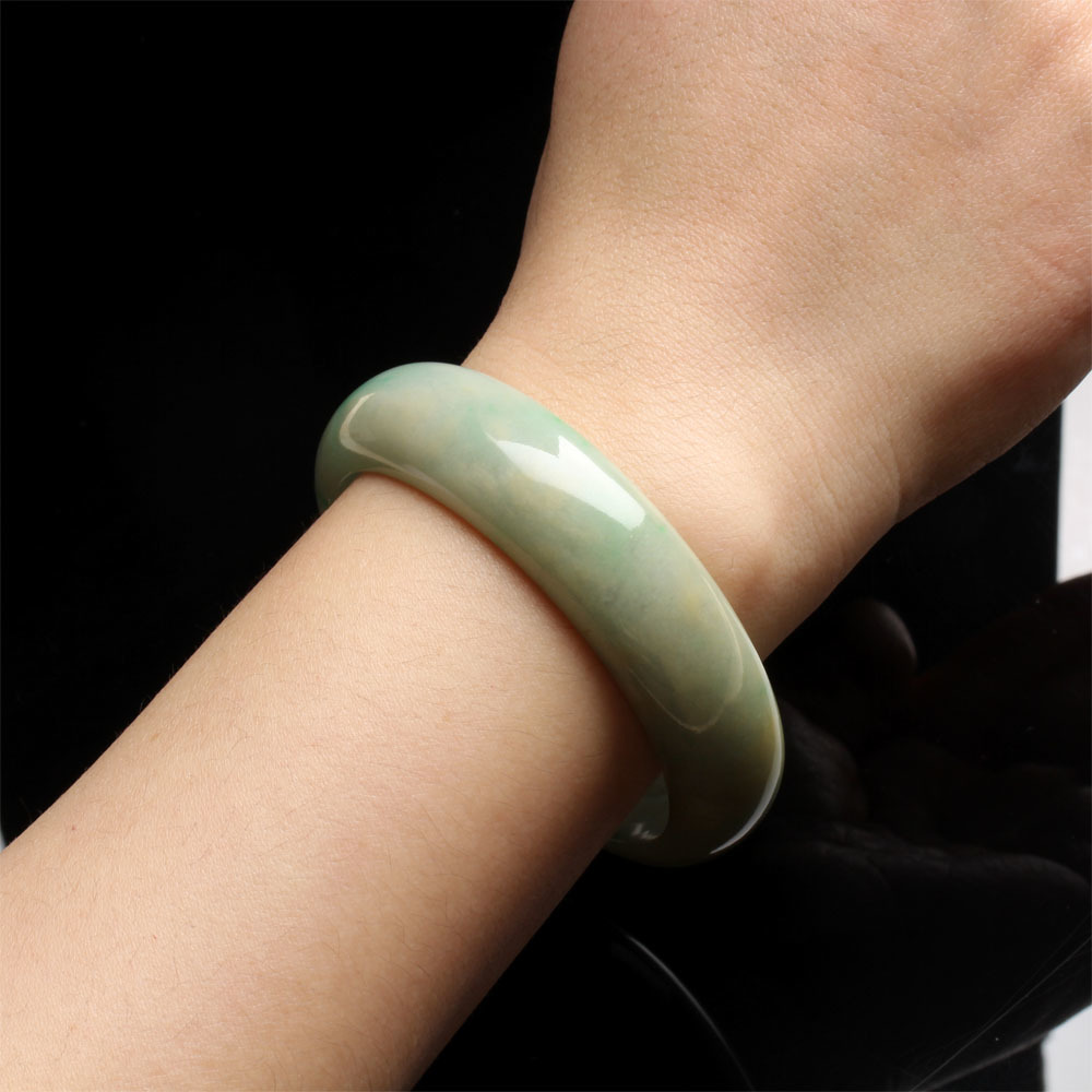 【雅紅珠寶】天然三彩翡翠玉鐲-寬版-#18.5-秋水伊人