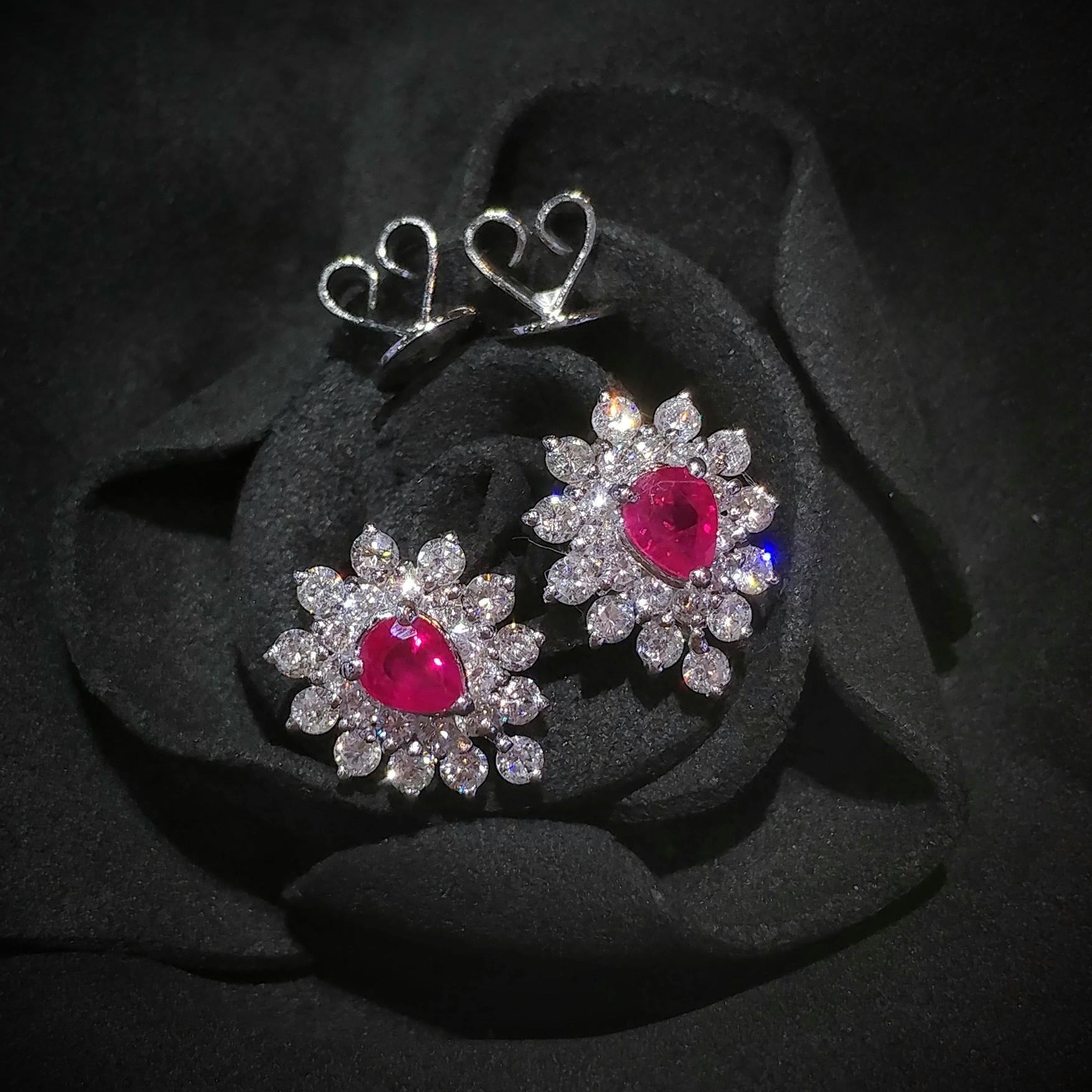 18K White Gold 0.68ct Ruby and Diamond Earrings