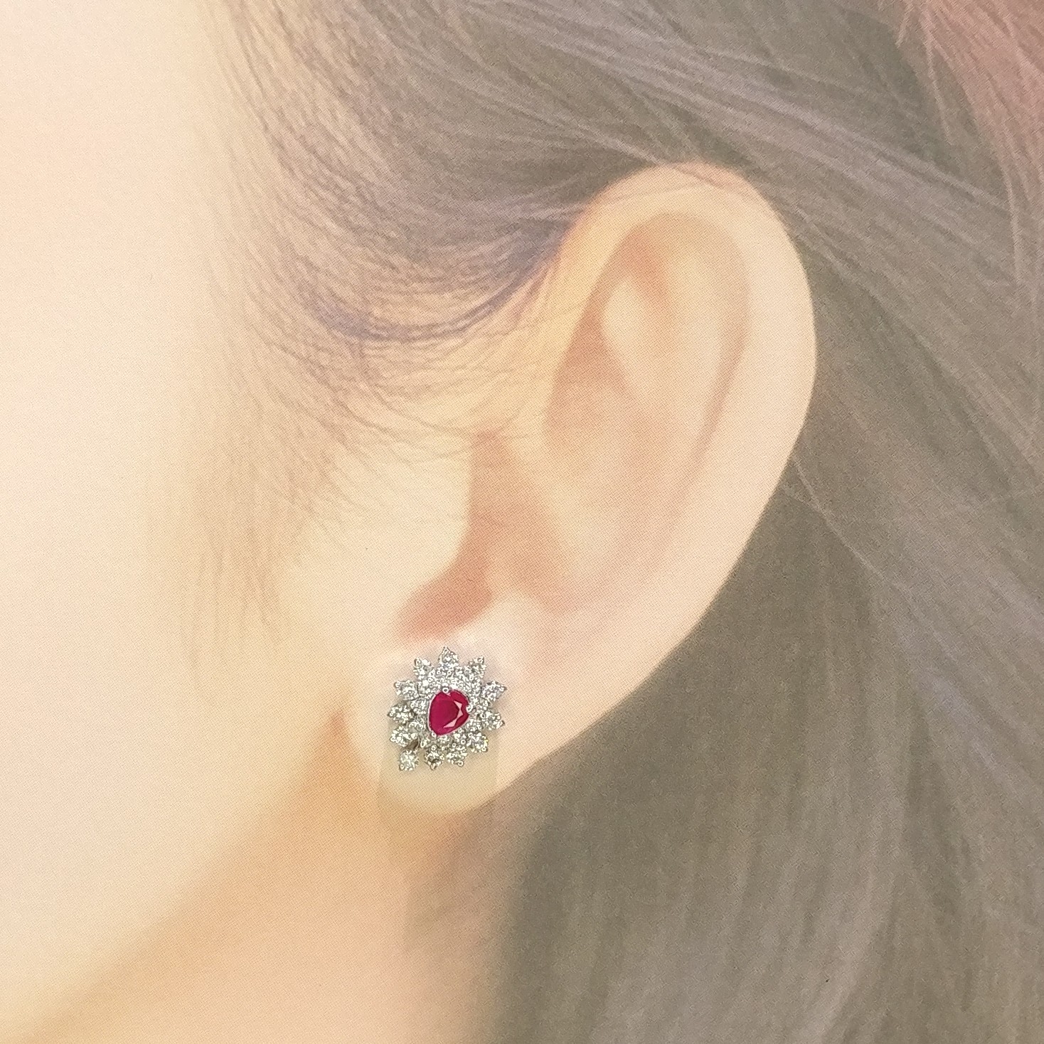 18K White Gold 0.68ct Ruby and Diamond Earrings