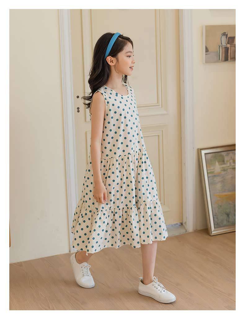 森林系綠波點無袖蛋糕洋