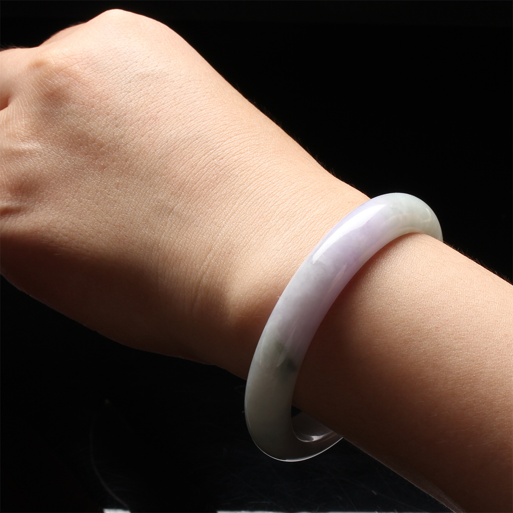 【雅紅珠寶】天然春帶彩翡翠玉鐲-#17.5-流水桃花