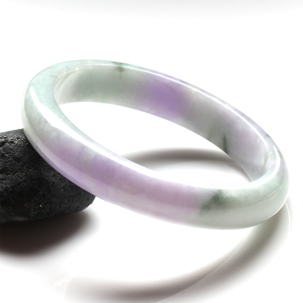 【雅紅珠寶】天然春帶彩翡翠玉鐲-#17.5-流水桃花