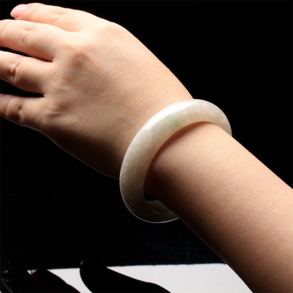 【雅紅珠寶】天然春帶彩冰糯種翡翠手鐲-#18-似水柔情-B0006