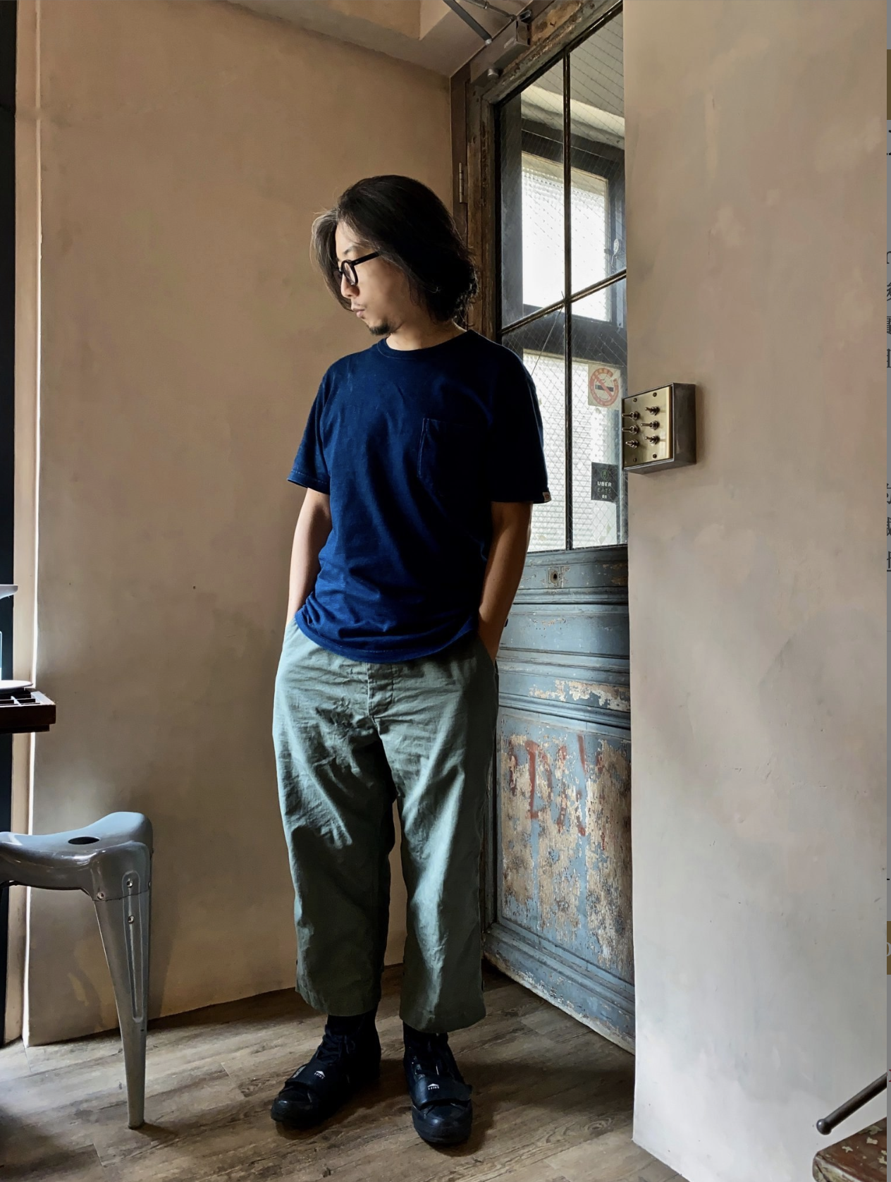 W & A Rip-stop fabric military style pants / Military Green