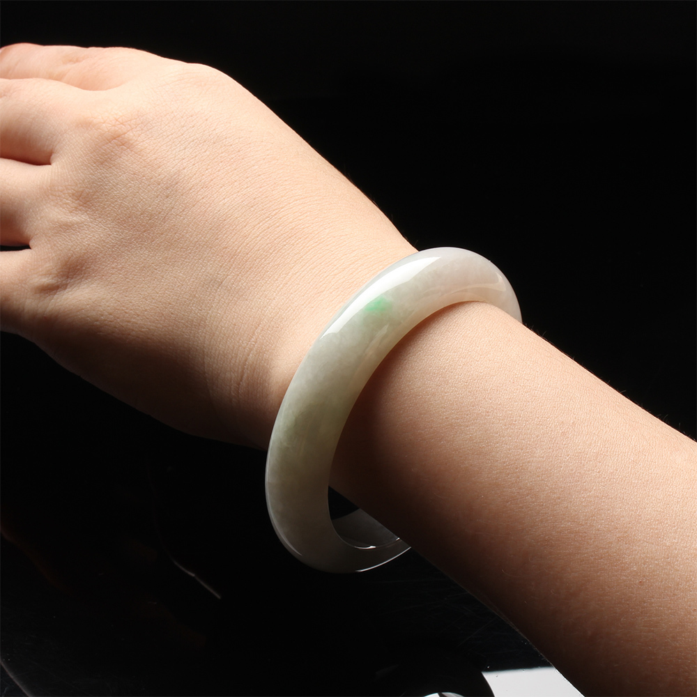 【雅紅珠寶】天然春帶彩冰糯種翡翠手鐲-#18.5-順心如意-B0042