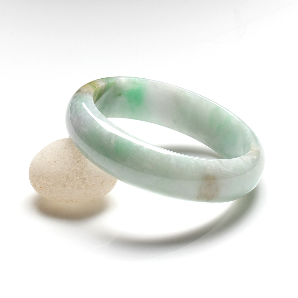 【雅紅珠寶】天然三彩翡翠手鐲-#18.5-寬版-綠葉成陰-B0091