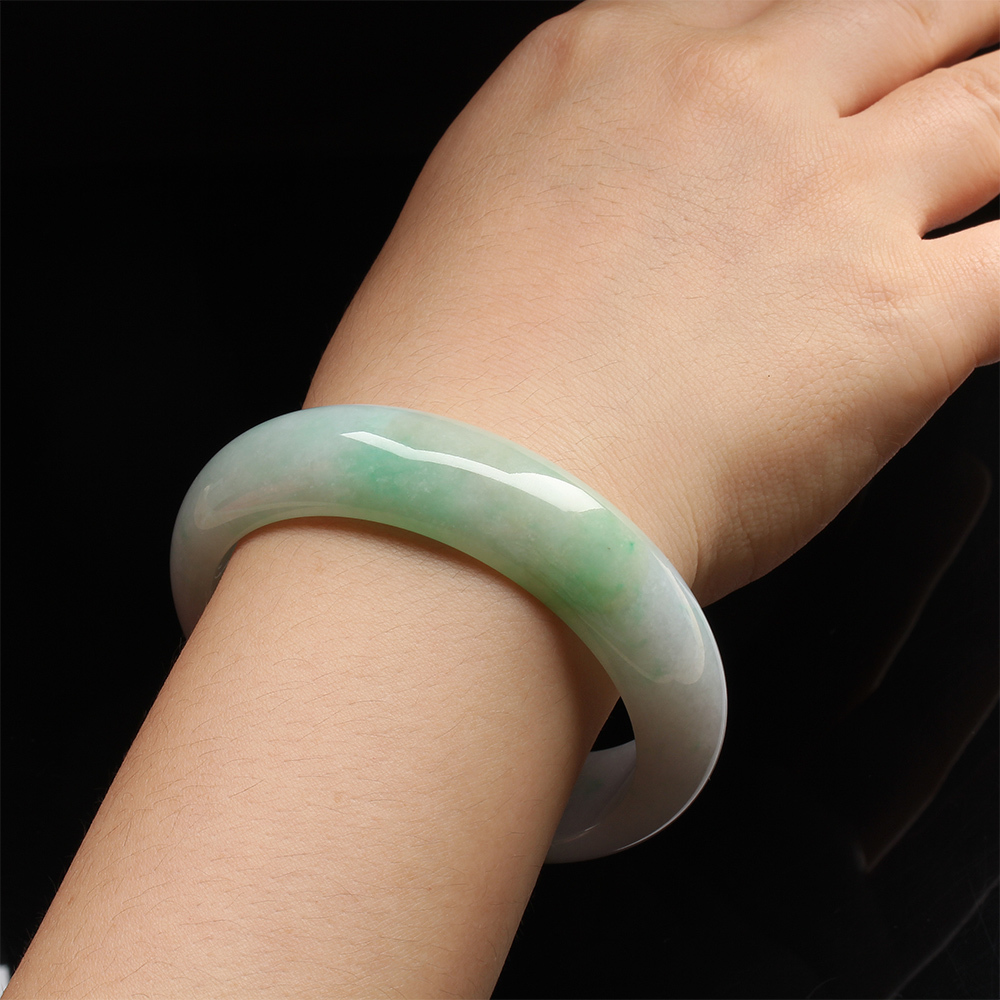 【雅紅珠寶】天然三彩冰糯種翡翠玉鐲-寬版-#19-繁華勝地-B0105