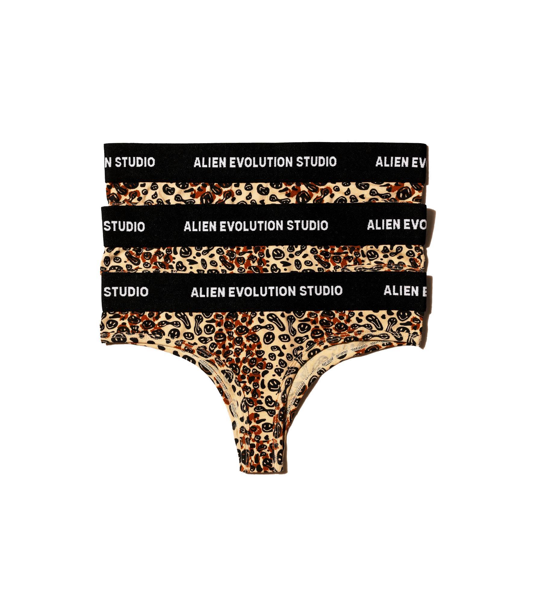 AES LEOPARD " SMILEY/LOVE " TANGA BRIEFS / 3-PACK