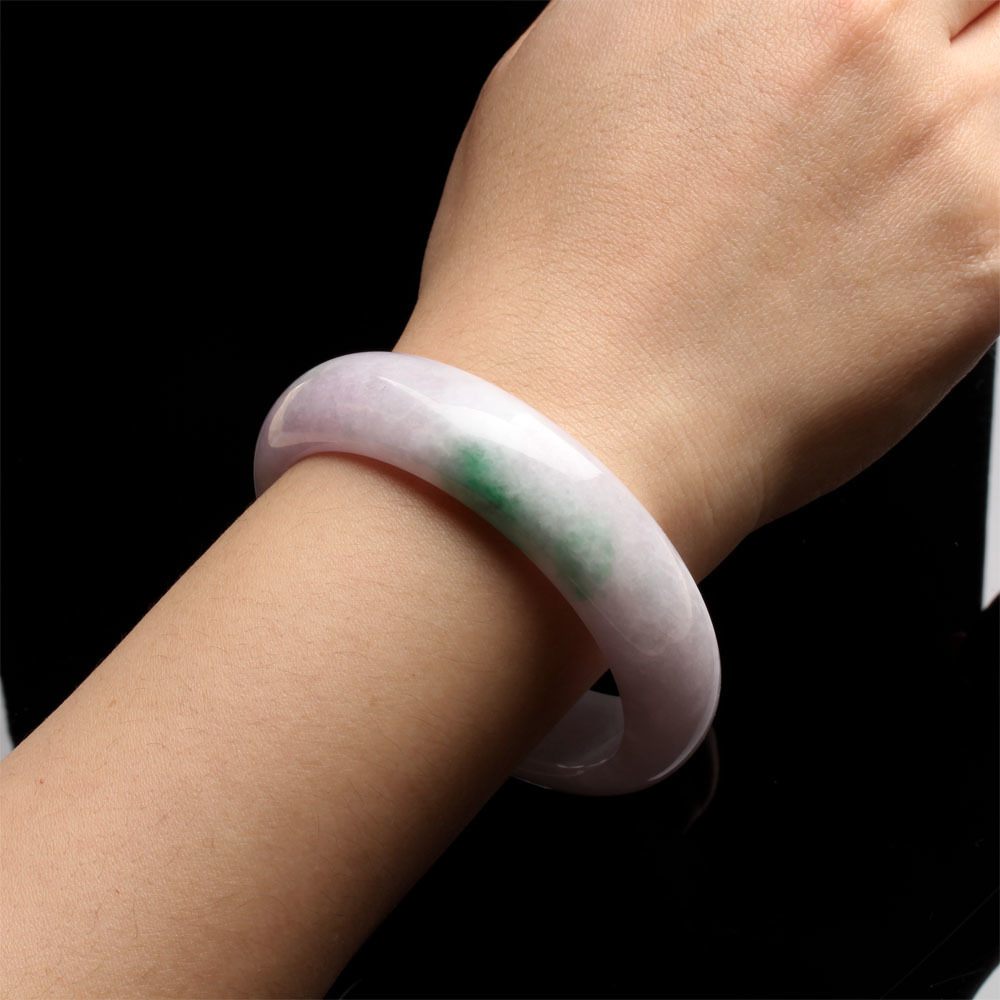 【雅紅珠寶】天然春帶彩冰糯種翡翠玉鐲-寬版-#19-百媚眾生-B0015