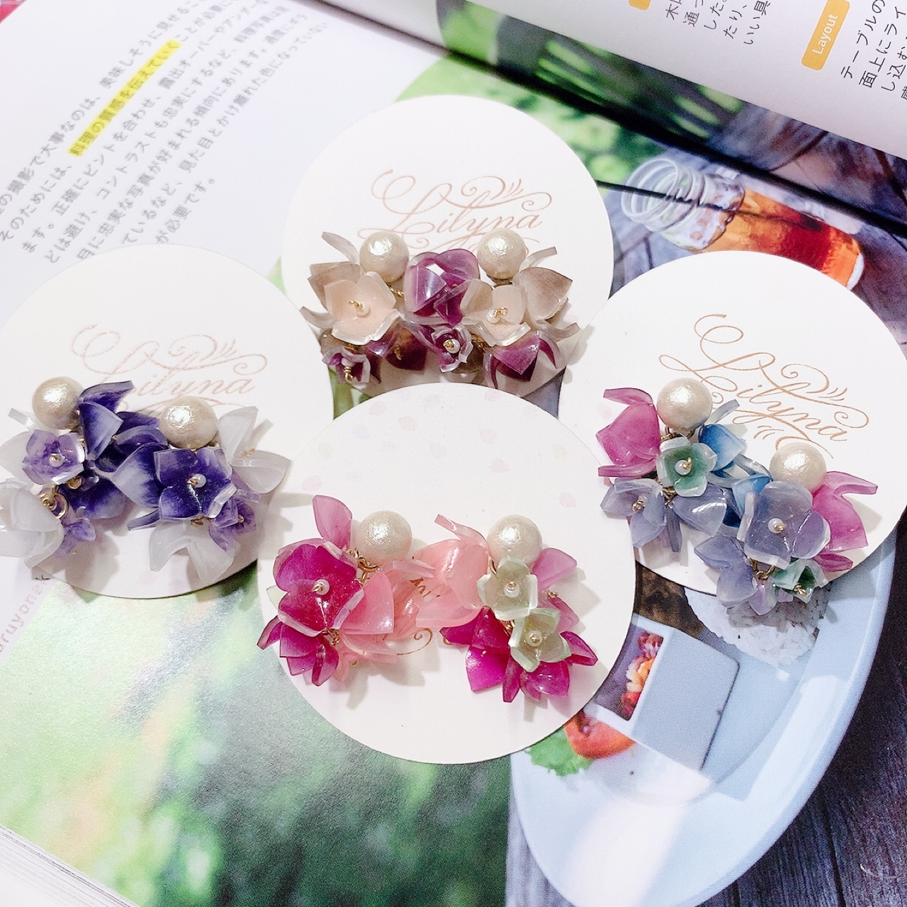 [手作家]  花球棉珠耳環