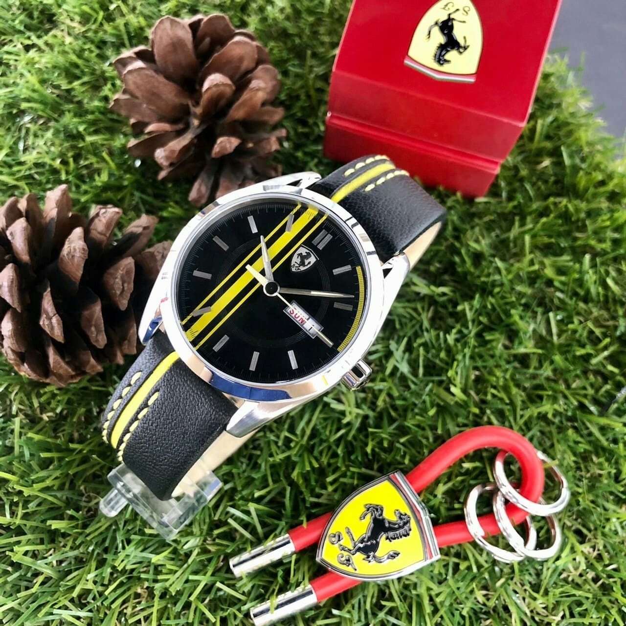 【Scuderia Ferrari - 法拉利】皮帶時尚賽車腕錶 FA0830234 50mm 現代鐘錶