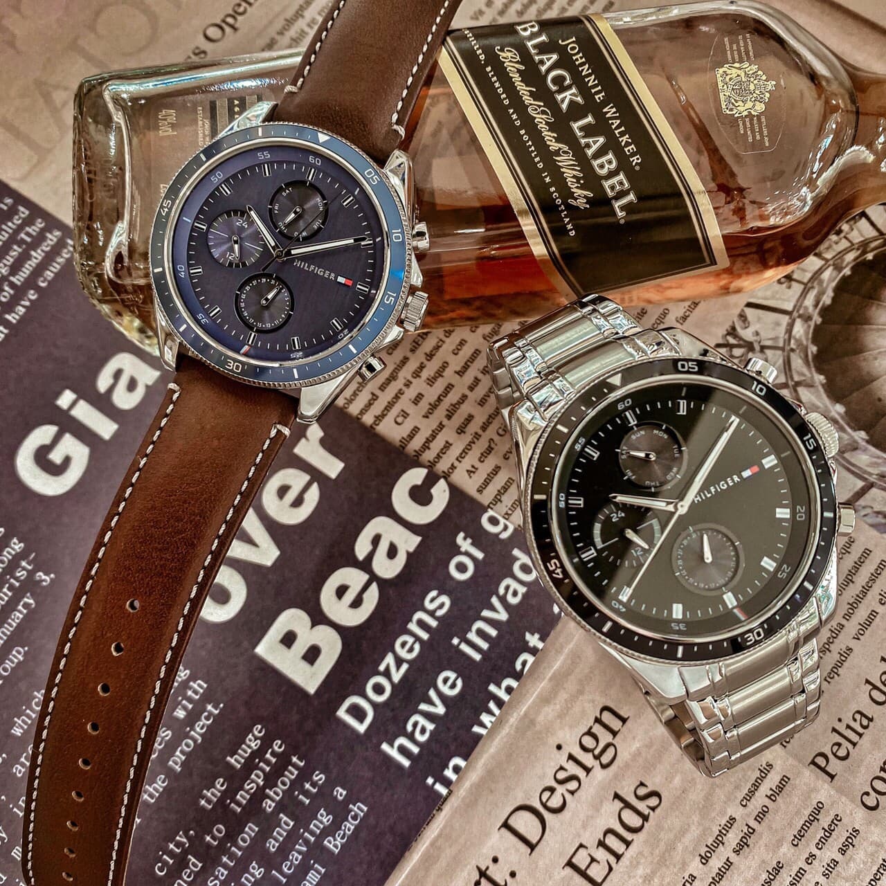 【Tommy Hilfiger】時尚三眼男錶 1791835/ 棕色皮革三眼男士錶 1791837 44mm 現代鐘錶