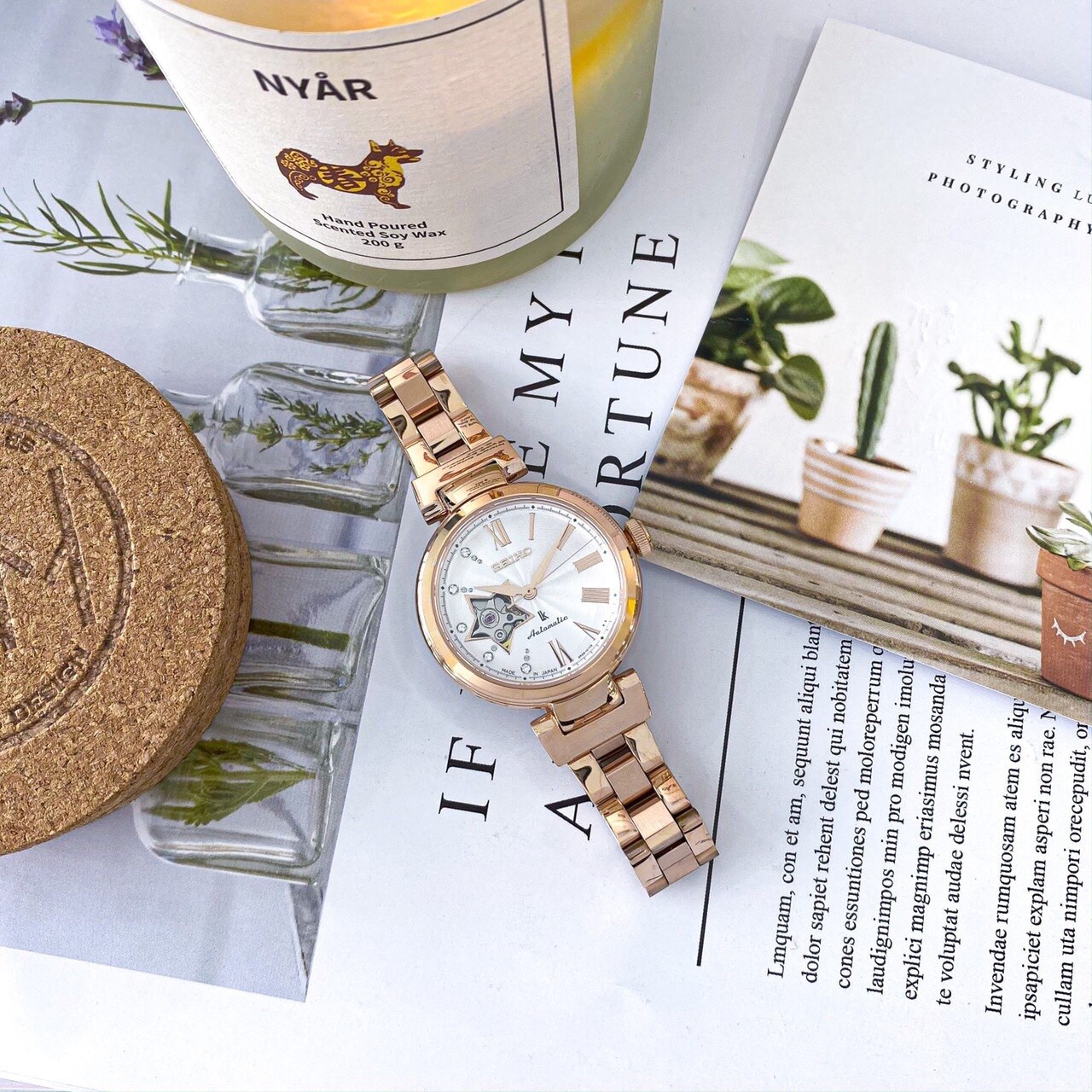 【SEIKO 精工】LUKIA系列 玫瑰金星光軌跡機械錶 4R38-01L0G 34mm 現代鐘錶