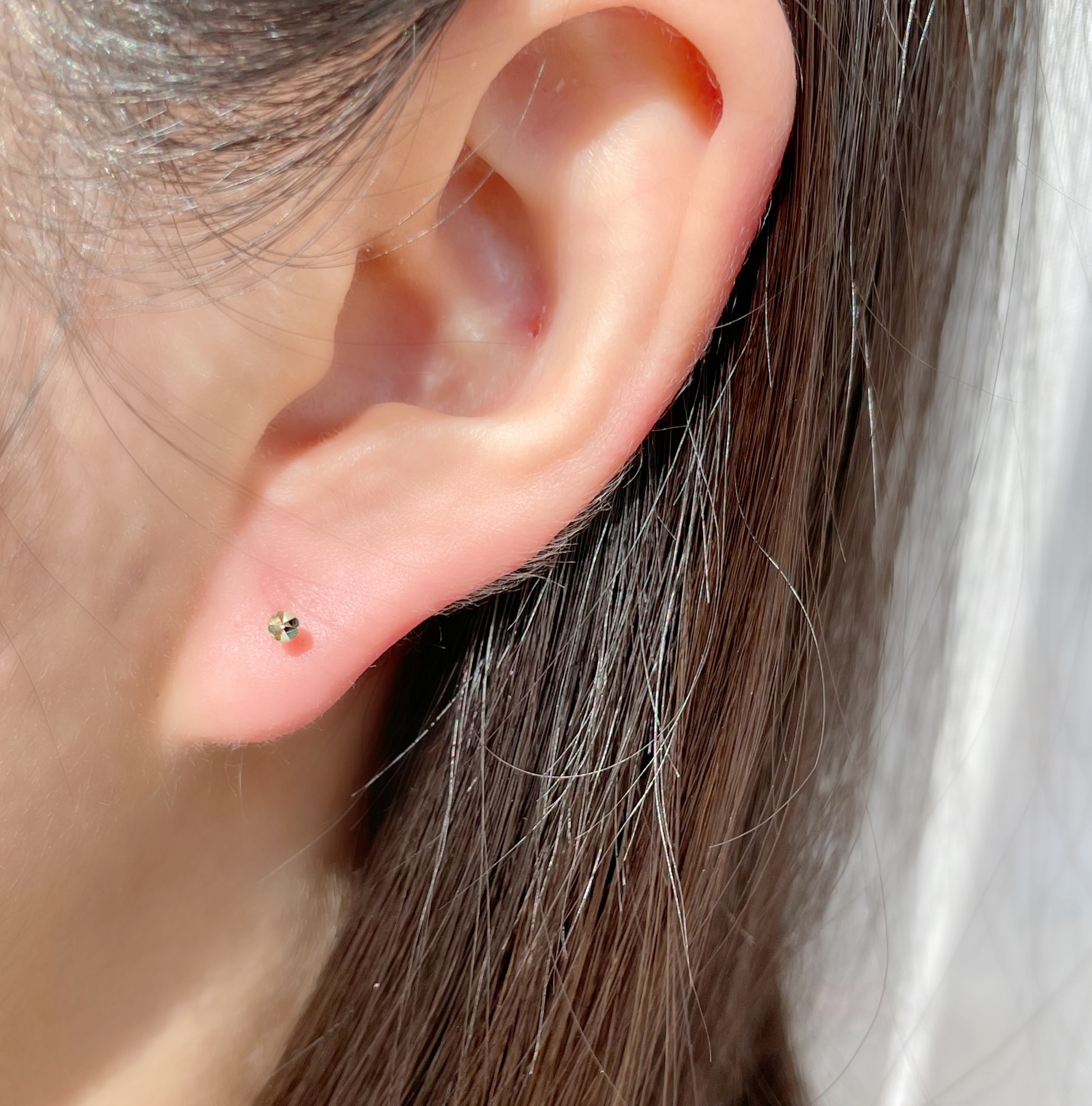 14K Single Shine oblate轉珠耳環