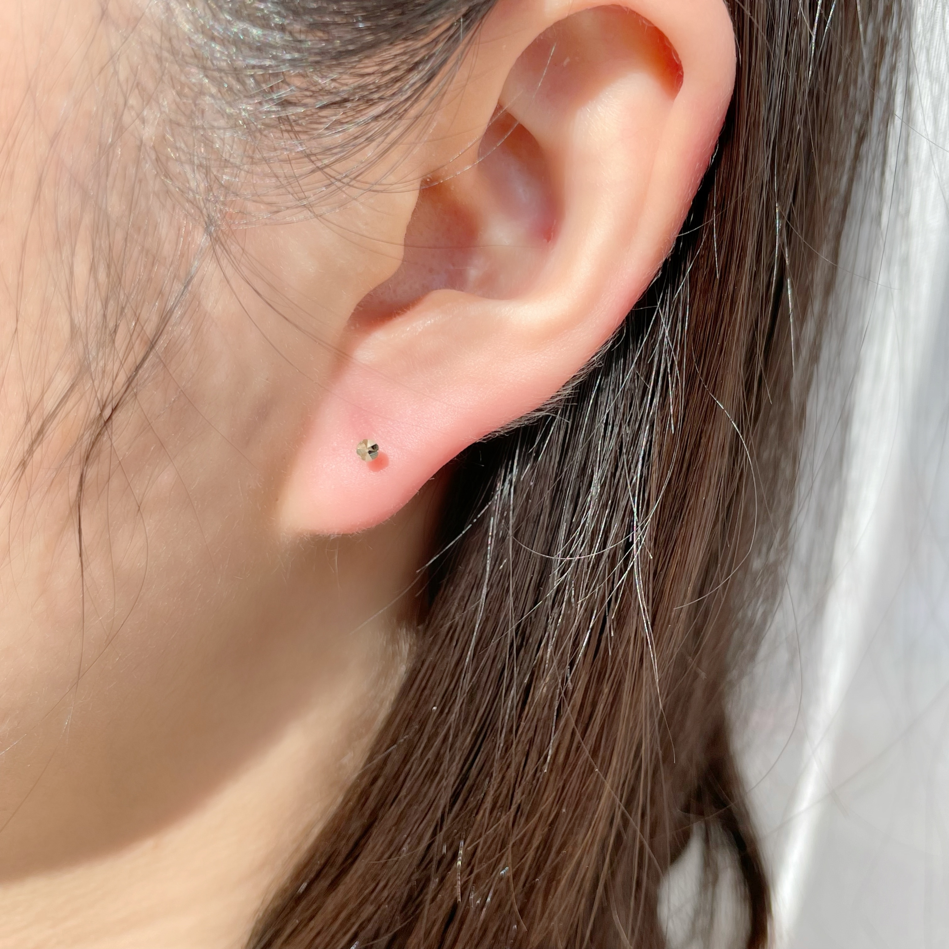 14K Single Shine oblate轉珠耳環