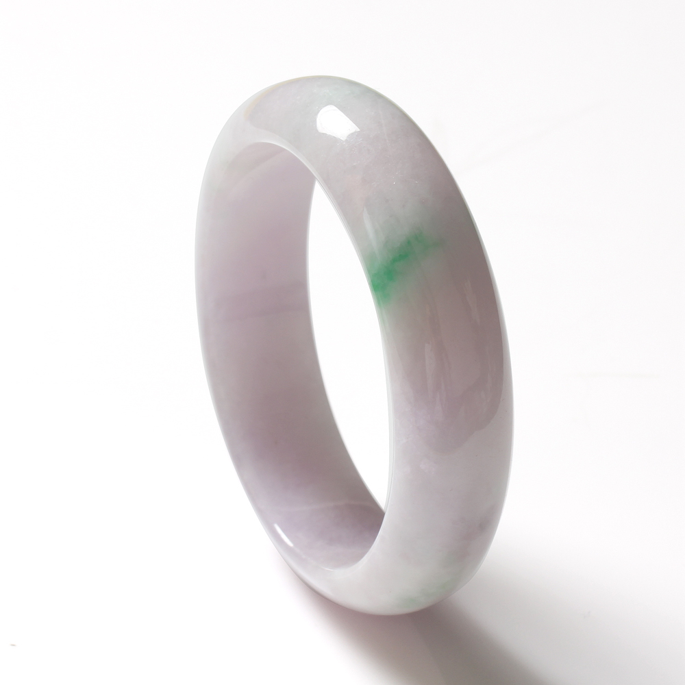 【雅紅珠寶】天然春帶彩冰糯種翡翠玉鐲-寬版-#19-楚楚動人-B0038