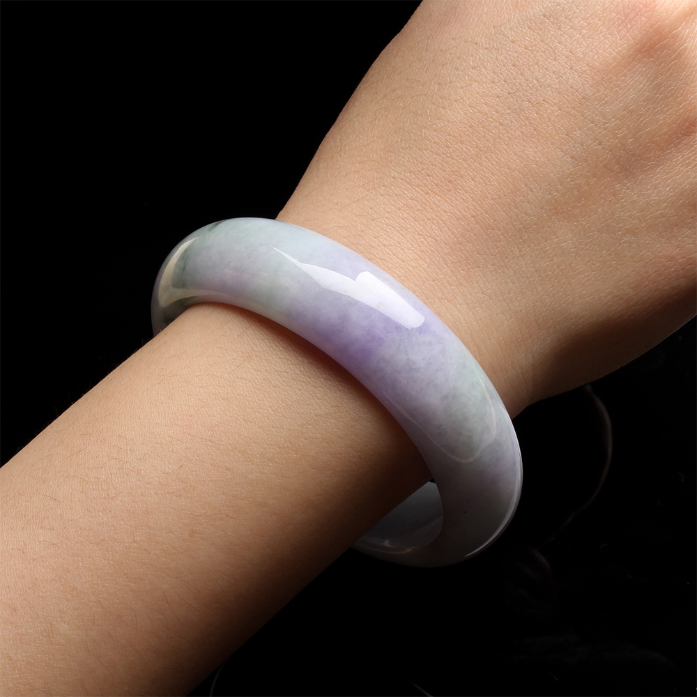 【雅紅珠寶】天然春帶彩冰糯種翡翠玉鐲-寬版-#19.5-粉腮紅潤-B0037