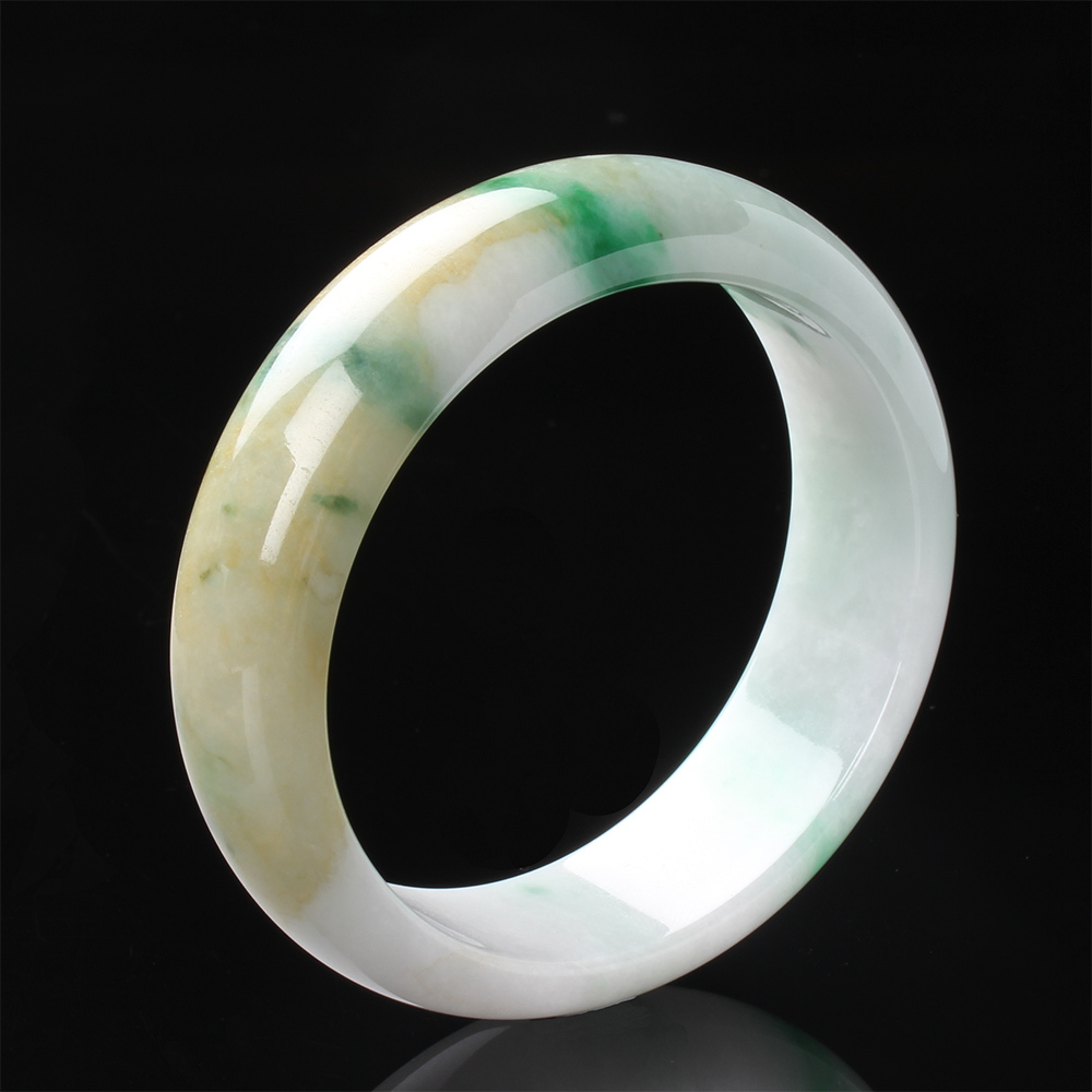 【雅紅珠寶】天然三彩翡翠玉鐲-寬版-#18-福祿壽-B0157