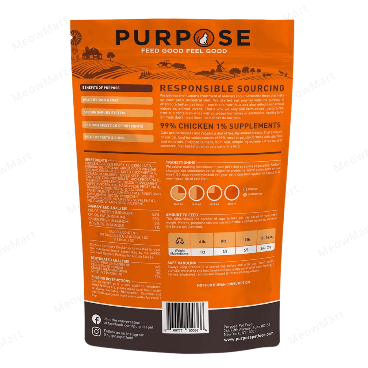 【低至73折】PURPOSE 凍乾生肉貓糧 - 雞肉 9oz (多買多平)