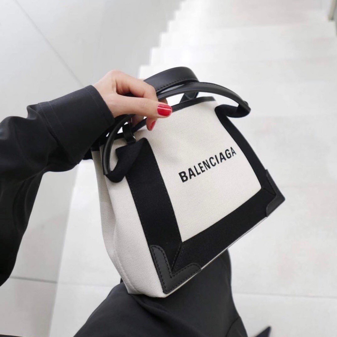 折扣 Balenciaga 經典字體Logo 黑白 帆布包 手提 肩背包 XS 子母包 巴黎世家 爆款