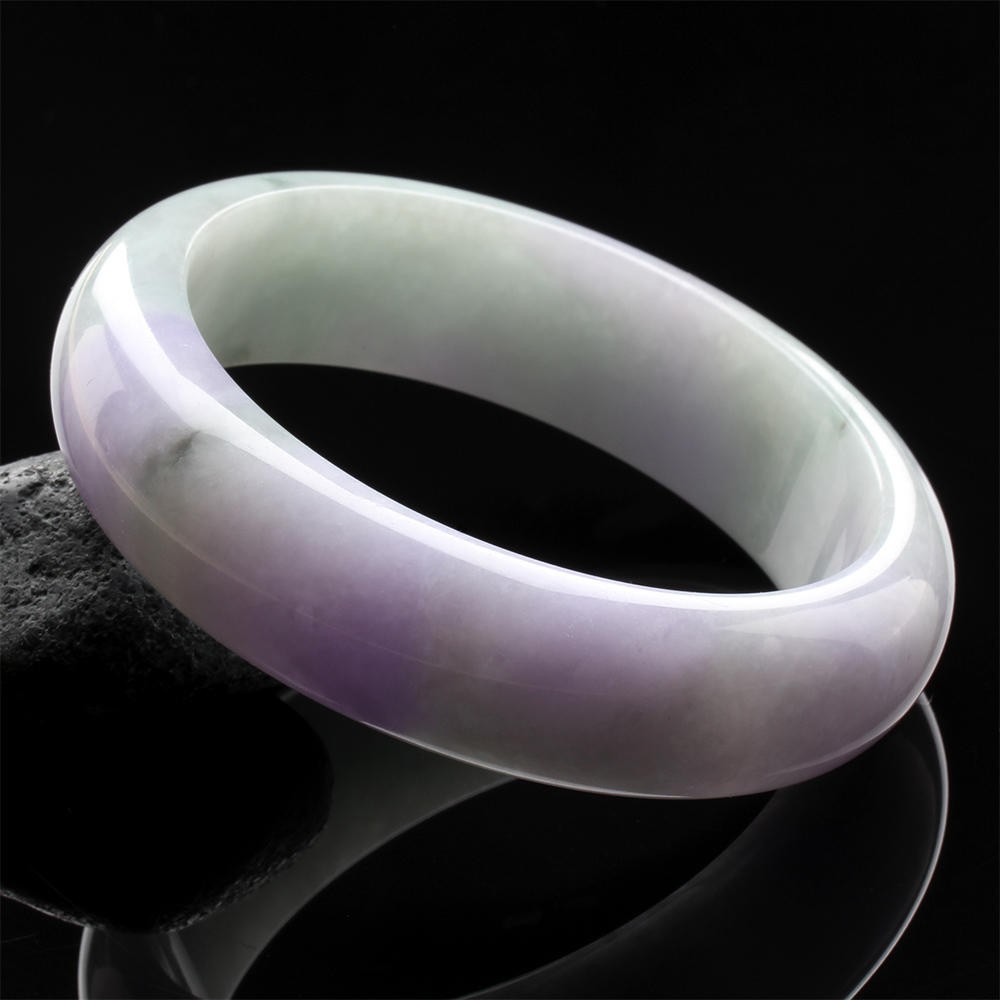 【雅紅珠寶】天然春帶彩翡翠玉鐲-寬版-#18.5-紫氣東來-B0032