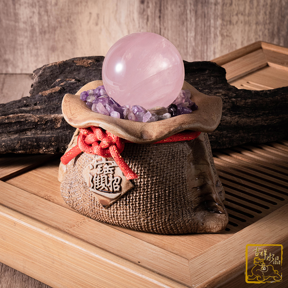 星光粉水晶球錢袋聚寶盆 / 三尺寸可挑