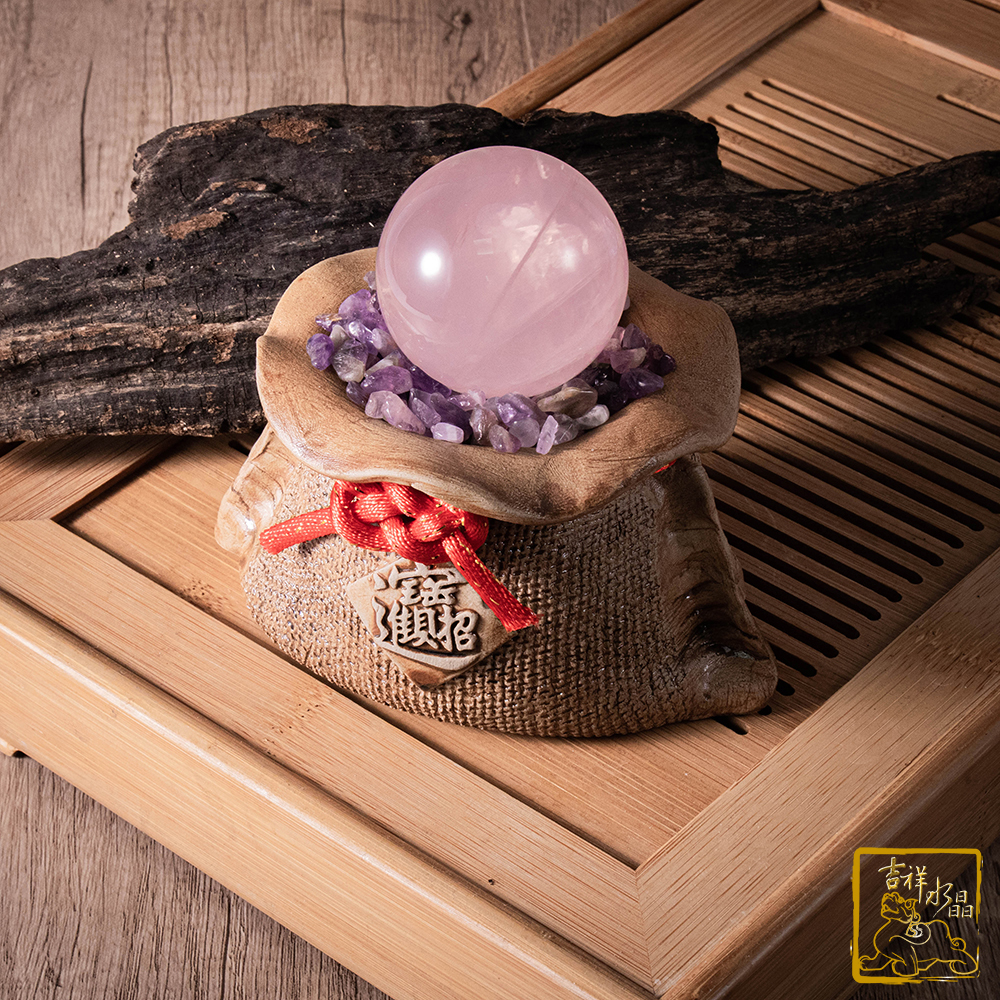 星光粉水晶球錢袋聚寶盆 / 三尺寸可挑