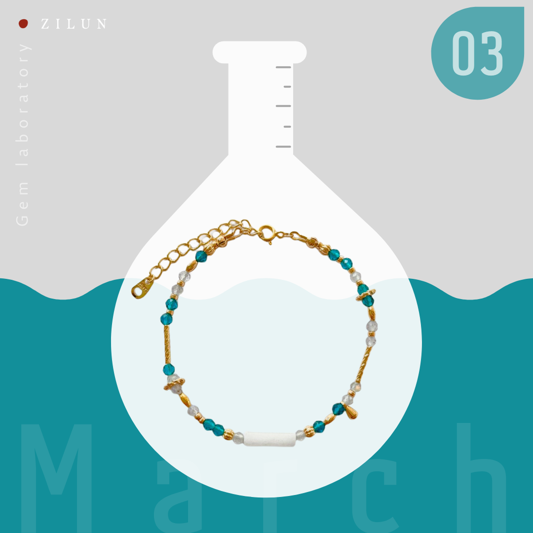 |三月|漫漫卡布里島藍 • 寶石實驗室 • 手鍊 • 美國14K注金 • 14kgf