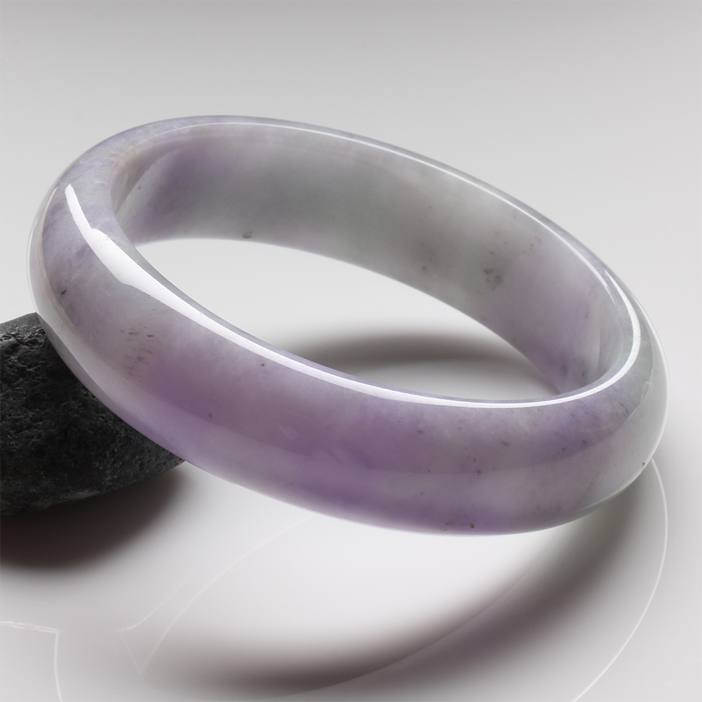 【雅紅珠寶】天然紫蘿蘭帶綠翡翠手鐲-寬版#19.5-漫舞霓裳-B0179