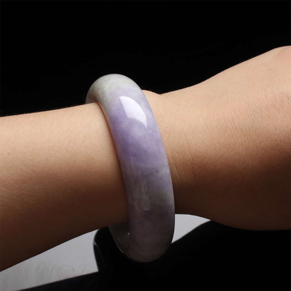 【雅紅珠寶】天然春帶彩翡翠手鐲-寬版#19.5-如花似玉-B0031